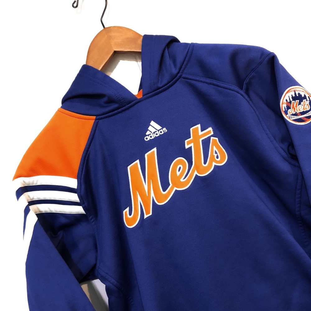 Adidas New York Mets Embroidered Letters Pullover Hooded Sweater